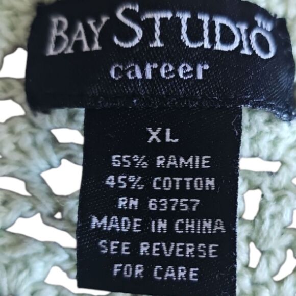 Bay Studio Crochet Knit Cardigan Sz XL Soft Sage Green Vintage Cottagecore Y2K - Picture 16 of 16